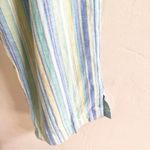 Norm Thompson Linen Blend Wide Leg Striped Cropped Pants Size 14 Beachy Green Photo 3