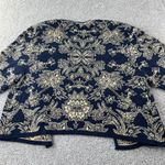 VTG Breckenridge II Navy Blue Beige Knit Cardigan Sweater Floral Paisley XL Photo 5