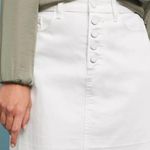 Paige Denim Aideen Skirt SZ 30 White Jean Cotton Lyocell Distress Raw Hem Button Photo 0