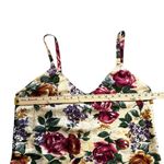Vintage Escapades Vibrant Floral Cream Silk Slip Dress, No Tag, Size Large or XL Red Photo 8