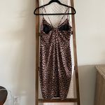 Likely NWOT  Brown Leopard Print Front Slit Midi Dress Photo 3