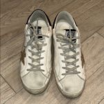 Golden Goose White Sneakers with Gold Star and Black Glitter Heel Tab Size 39 Photo 2