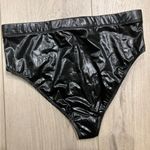 Dolls Kill club exx rave Black Shiny High-Waisted Bikini Bottoms Photo 1