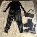 La Gypsy Black and White Striped Pants with Tie Waist Photo 5