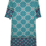 Aryeh Women's Dress Shift 3/4 Sleeve Magenta Print Round Neck Multicolor Medium Photo 0