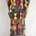 Doen Nicoletta Patchwork Print Organic Cotton Midi Dress Size Small Photo 0