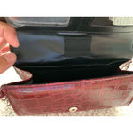 Faux Croc‎ Leather Red Shoulder Bag W Detachable Strap & Wristlet Just Solutions Photo 4
