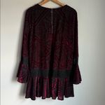 IC by Connie K Boho Velvet Burnout Bell Sleeve Tunic top – Burgundy & Black XL Red Photo 1