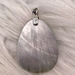 Sterling Silver Vintage Mother of Pearl slice pendant with 925  pendant bail Flaw Photo 4