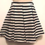 Have Black & White Stripe Pleated Linen Skater Skirt Size M Size M Photo 0