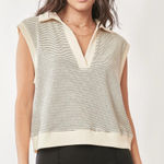 Davi & Dani Davi & Dani French Terry Boxy Fit Striped Sweater Vest Photo 0