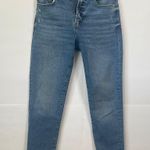 Kensie  jeans VINTAGE LUX Blue Cropped Jeans with Frayed Hem and Medium Wash Photo 3