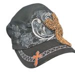 KBETHOS Y2K Beaded Cross Cadet Cap, Black Biker Goth Photo 1