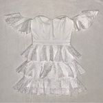 Caroline Constas Irene Ruffle Eyelet White Off Shoulder Mini Dress size 6 Photo 2