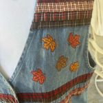 Vintage Bobbie Brooks Fall Embroidered Denim Vest Size Medium Blue Photo 3
