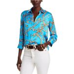 L'Agence  Dani Chain Print Silk Button-Up Shirt - Medium Photo 1
