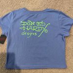 Ed Hardy  Pale Blue Graphic Print Crop Top Tee Photo 2