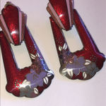 REO Vintage Burgundy Enamel Floral Cloisonné Boho Retro Pierced Earrings Purple Photo 2