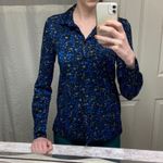 STINE GOYA Black Blue Metallic Button Front Floral Lucian Long Sleeve Top sz XS Photo 13