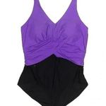 Coldwater Creek  | Purple & Black One Piece Swimsuit Ruched Under Bust Size 12 Photo 0