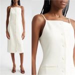 STAUD NEW! Una ivory button down sleeveless Midi dress sz L Photo 2