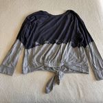 Socialite Distressed Tie Front Sweatshirt Blue and Grey Sz L Photo 1