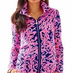 Lilly Pulitzer Women's Popover Coral Reef Skipper Jacket Zip Pink Blue Size XXS Photo 0