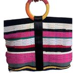 Bebe Rag Rug Tote Bag Colorful Large Feed Goodness Into the World VTG Photo 1