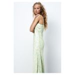 ZARA NWT  Light Mint Green Floral Sateen Spaghetti Strap Maxi Dress Photo 4