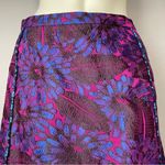 J.Crew Mini Skirt Floral Jacquard Purple Pink Blue Size 4 A-Line Contrast Trim Photo 2