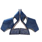 Valentina Rangoni Womens Croc Embossed Leather Block Heel Open Toe Sandals Sz‎ 7 Blue Photo 2