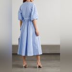 STAUD Jodie Midi Wrap Dress in Sea Stripe S Photo 10