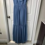 White by Vera Wang blue bridesmaid Maxi Dress Ruffle‎ Sleeves Formal Gown Size 0 Photo 2