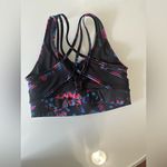 Lululemon  Athletica Black and Blue Floral Crop Top Photo 2