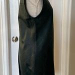 Longchamp Italy Sleeveless Leather Green Dress with Logos and Side Pockets Sz L Photo 4