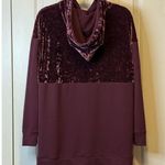 Flirtitude Active Hoodie M/L Burgundy Velour Sweatshirt Pullover Long Sleeve Gym Photo 2