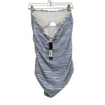 Nicole Miller Studio Bandeau One-Piece Swimsuit Size 8 NWT Blue White Stripes Photo 2