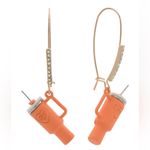 Betsey Johnson  Orange Rhinestone Drop Dangle Mini Tumbler Cup Earrings Photo 0