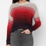 American Eagle New Ombre Stripe Mock Neck Cozy Knit Sweater Red Navy Size XS Photo 3