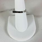 Silver Black Flat Top Stone Inset Ring Sz 6.75 Photo 4