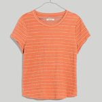 Madewell NEW Smocked Shrunken Shirttail Tee Sweet Dahlia Orange Women's Size XL Photo 0
