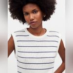 Madewell  Puff Trim Sweater Vest In Stripe Blue/Ivory XS NWT Photo 3