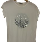 ZARA  Sequins Design White T-Shirt size M Photo 0