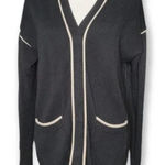 CAbi  Knit Comfort‎ Cardigan Sweater Small Style 5633 Black Preppy Varsity Y2K Photo 0