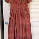 Anthropologie The Somerset Maxi Dress Rust Brown Tiered Short Sleeve Women's XS Photo 0
