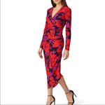 Veronica Beard  Alvaro red black silk floral long sleeve asymmetric midi dress 14 Photo 8