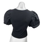H&M Women's Black Short Balloon Puff Sleeve Crew Neck Pullover Blouse Top Size S Photo 1