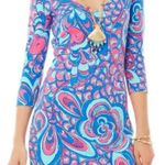 Lilly Pulitzer  CLARKE V-NECK FRENCH TERRY DRESS Brewster Blue Reel Me S Photo 0