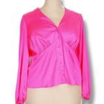 Torrid  3/4 Sleeve Button Down Hot Pink Blouse Women’s Plus Size 2X Barbie Pink Photo 0