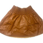 faux leather tiered mini skirt by Whiteloom + Cactus size L Brown Size L Photo 0